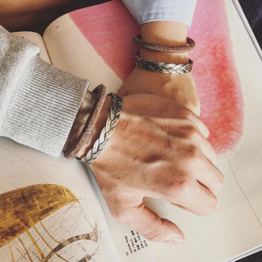 Twisted Braid Titanium Steel Cuff Bangle- or ROCK the 3pc SET!